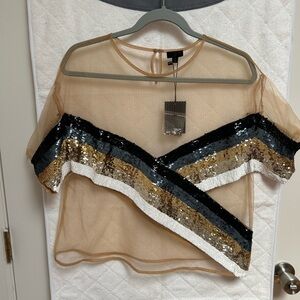 NBD sequin sheer top